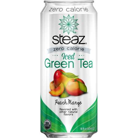 STEAZ Steaz Organic Iced Tea Peach Mango Zero 16 oz., PK12 093015